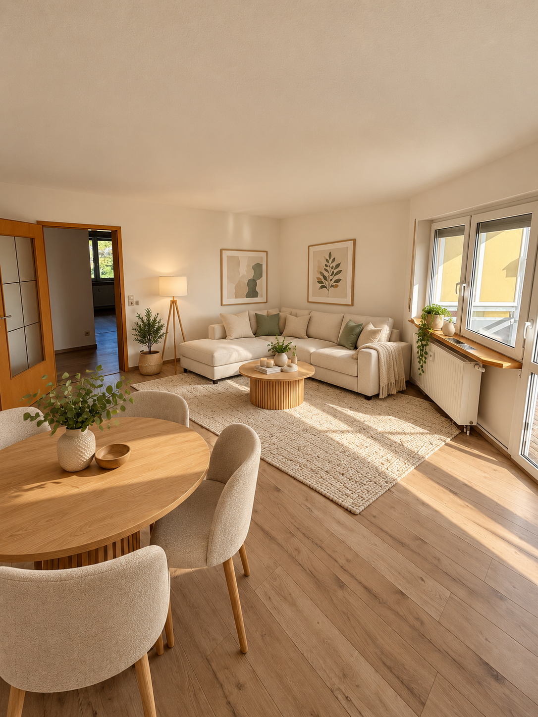 Wohnzimmer Visualisierung aus zweiter Perspektive